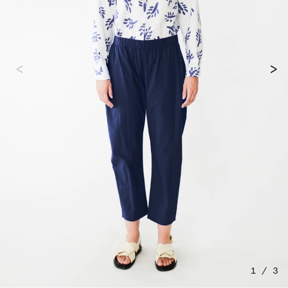 Fabiana Pigna Blue Linen Blend Forma Pants